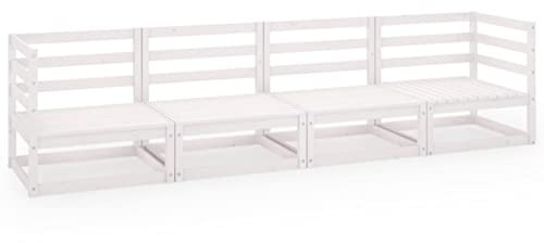 Brokky Outdoor-Sofa 4-Sitzer Weiß Massivholz Kiefer Kiefernholz TerrassenbäNke BäNke Baumbank