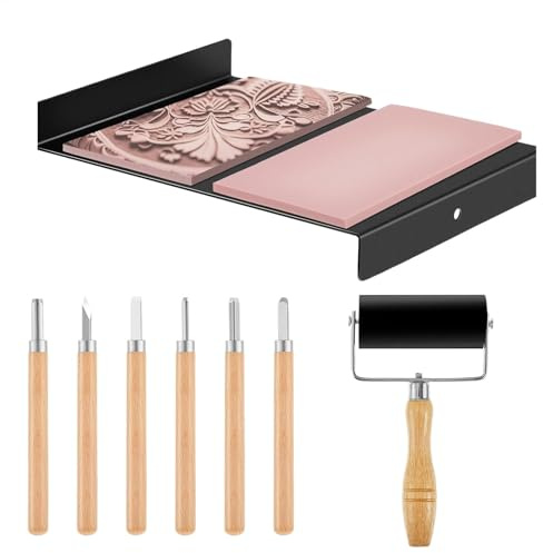 Utensili per la stampa del legno, strumenti per intaglio in linoleum, set di strumenti per intagliare il legno con penna roller | kit di strumenti per la produzione di timbri per gli amanti