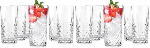 Glasmark Krosno Wassergläser Gläser Trinkgläser Set Longdrink Cocktail Gin Wasser Longdrinkgläser Cocktailgläser, Spülmaschinenfest Transparent Mit Kristall Effekt 6 x 300ml (Packung mit 2)