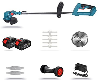 Tagliasiepi, Tagliaerba elettrico da 1800 W Tosaerba a batteria Tagliasiepi Potatura elettrica da giardino portatile regolabile per cortile, giardino, cura del prato(With 2 Battery Set)