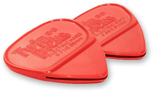 Twin Picks Doppel-Plektrum – E-Gitarre Mix Pack – Weich + Hart – Vielseitiger Sound