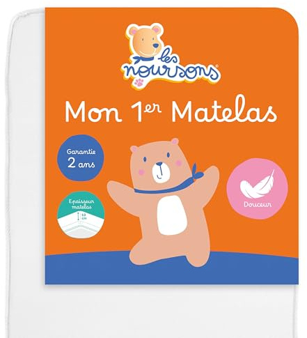 LES NOURSONS - Babymatratze, 60 x 120 cm, wendbar, ÖkoTex, hergestellt in Frankreich