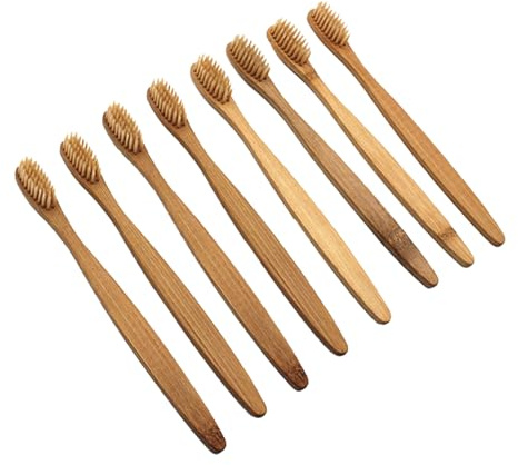 SKISUNO 8 Stück-pack Bambuszahnbürsten mit Naturborsten Zahnbürste Hart Ergonomisches Design für Mundpflege zu Hause und Unterwegs