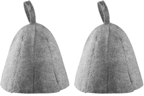 Bojueshaw 2pcs Felt Sauna Hats,Breathable Steam Bath Caps for Women & Men,Heat Protection Headwear for Spa,Hot Springs & Home Sauna(Grey)