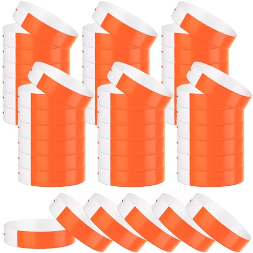 Bouiexye 400 Stück Eintrittsbänder Party Armbänder Einlassbänder für Events Armband Kinder Telefonnummer für Partys（Orange）