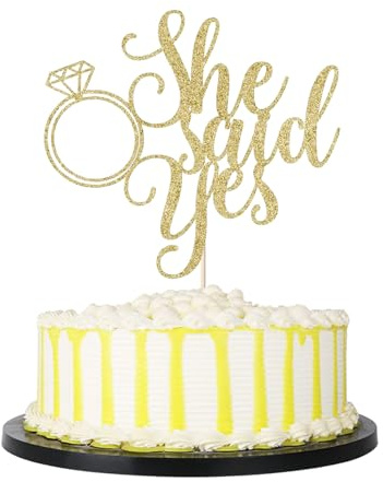 Goiern Er Fragt Sie Sagte Ja Kuchen Topper Lustige Hochzeit Verlobung Junggesellinnenabschied Schwangerschaftsankuendigung Glitzer Party Deko