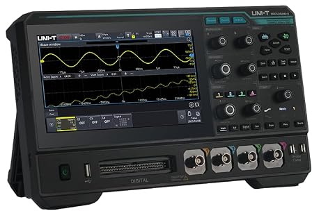 Uni-T MSO1254HD-S - Osciloscopio digital de señal mixta AWG, 12 bits, 4 canales + 16 digitales, 2,5 GSa/s, 100 Mpts, 1000,000 wfms/s Ultra fósforo 3.0, pantalla táctil de 10,1 pulgadas, UART, I2C, SPI