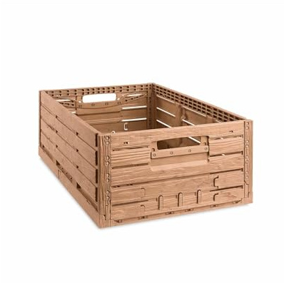 PROREGAL Klappbox Active Lock Holzdekor | HxBxT 21,8x40x60cm |Braun | 44,8 Liter | Kiste, Faltbox, Transportkiste, Obstkiste, Gemüsekiste