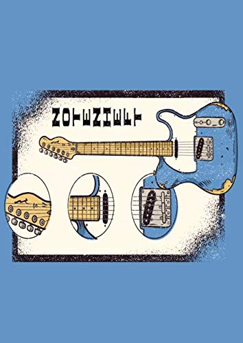 NOTENHEFT: DIN A4 Quer für Anfänger und Fortgeschrittene / Blanko NotenBlock / Leere Notenzeilen / Notensystem / für die Schule / Komponist / Design : E Gitarre Details