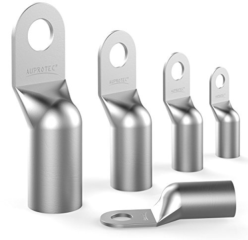 AUPROTEC 40x Cable Lugs 25 mm² AWG 4 hole M6 uninsulated SC Copper Tube Ring Terminals Crimp Lugs copper-tinned Electrical-Connectors