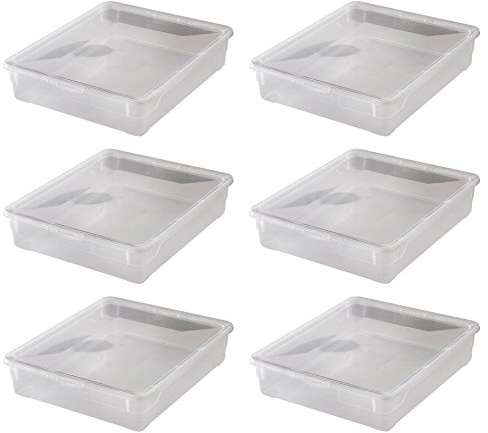 6x Aufbewahrungsboxen „Clear Box“ mit 9 Litern, 40,0 x 33,5 x 8,5 cm - transparent - stapelbar - Kunststoff/Plastik | Aufbewahrungsboxen und Boxen, Stapelboxen zur Aufbewahrung, Box mit Deckel, transparent, 6er-Set je 9 L, flache Bauform