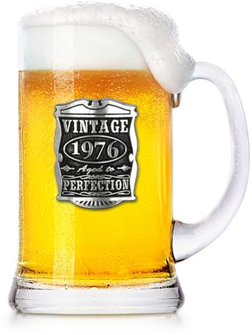 English Pewter Company 1 Pint Vintage Years 1976 50th Birthday or Anniversary Beer Mug Glass Tankard - Unique Gift Idea for Men [VIN031]