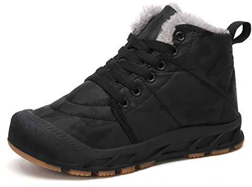 FANSITE Boys Snow Boots Winter Waterproof Slip Resistant Cold Weather Shoes（Little Kid/Big Kid black38