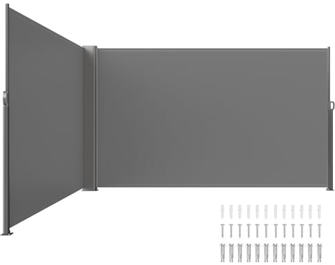 LOVESHARE Toldo Lateral retráctil de 236 x 160 cm, Doble Pantalla retráctil Impermeable, Divisor de habitación retráctil para privacidad, jardín, al Aire Libre, Patio y terraza