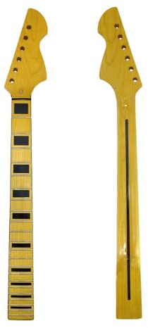 Maple Guitar Neck 22fret 25.5inch Yellow Painting Maple Fretboard Black Block Inlay DIY Guitar Replacement Big Head