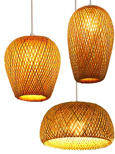 SHIKUN Bambù paralume tessuto lampada da soffitto in bambù lampada a sospensione stile vietnamita lampada da soffitto decorativa per ristorante, corridoio, soggiorno, bar, caffè