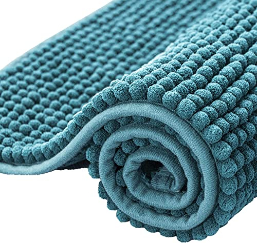 subrtex Badematte rutschfest Badezimmerteppich aus Chenille Saugfähig Badteppich weich Wasserabsorbierende Badvorleger für Badezimmer,Maschinenwaschbar(50×80cm, Grau Blau)