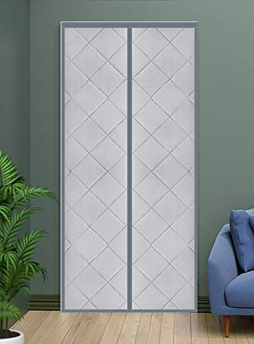 Cozomiz Wärmeschutzvorhang Magnet Thermo Türvorhang Thermovorhang Verdunklungsgardine Wasserdicht Winddicht Geräuschisolierung Isolier Schutz Panel-Isolierung 100x220cm(B x H) PU Leder Grau