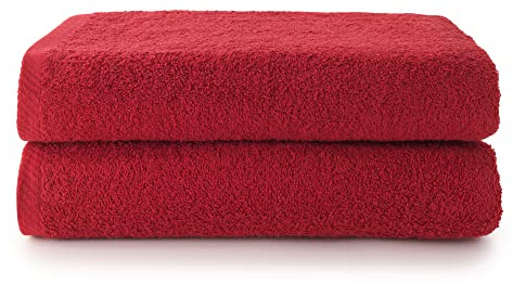 Top Towel - Plus - Große Badetücher - Badetücher - 2 Duschtücher - 70x140 cm - 100 % Baumwolle - Granat