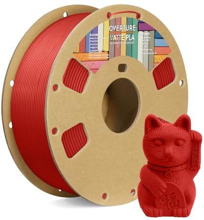 OVERTURE MATTE PLA Filament 1.75 mm, Matte PLA-Rolle, 1-kg-Spule (2,2 lbs), Maßgenauigkeit +/- 0,02 mm, für 3D-Drucker (Ziegelrot)