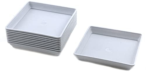 Pufguy Lot de 10 soucoupes carrées pour plantes Blanc 11,9 x 11,9 cm