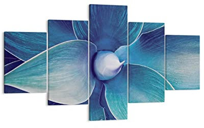 Mehrteilige Bilder auf Leinwand Agave Blau Blume Leinwandbild 125x70cm Wandbilder Dekoration Wohnzimmer Schlafzimmer Set 5 teilige Klein Wanddeko Bild Wand Kunstdruck Art Decor Canvas EA125x70-4972