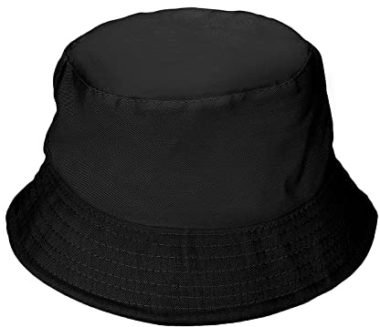 Sibba Bucket Hat Summer Fisherman Sunshade Caps Unisex Packable Hats for Women Men Holidays Hiking Camping Shopping 56-58cm Plain Colors (Black)