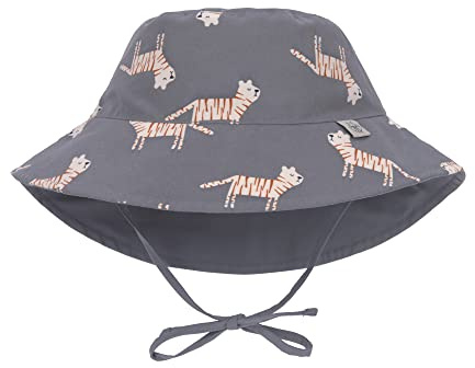 LÄSSIG Baby Kinder Sonnenhut Strandhut Sommerhut Sonnenschutz Kinderhut Babymütze wendbar atmungsaktiv UV-Schutz 80/Sun Protection Bucket Hat Tiger Grey, 3-6 Monate, Größe: 43/45