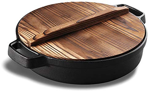 Paellera O Sartén,Sartén Antiadherente De Hierro Fundido,Cacerola De Fondo Plano Sin Revestimiento,Utensilios De Cocina Multifunción Adecuados En La Mayoría De Las Superficies De Cocina,34cm (30cm)