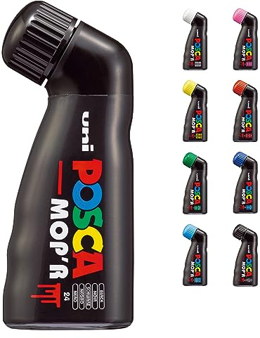 Posca Uni-Ball 183299 - Marcador Posca Mop'R Pcm-22, Punta De Sello Redonda 3 - 19 Mm, Negro, 1 Ud, Forma Ergonómica