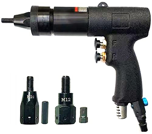 Pneumatische Nietpistole Luftnietmutternpistole Pneumatisches Nietwerkzeug Zugmutter Automatische Druckluft Werkzeug Geeignet Für Alle Arten Von Metallplatten, Rohren Und Anderen Nieten,M10+M12