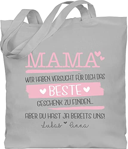 Baumwolltasche - Mama wir haben versucht für dich das beste Geschenk zu finden I Geschenk Mutter - Unisize - Hellgrau - personalisierte tasche mom muttertag taschen mummy bag mutterzagsgeschenke