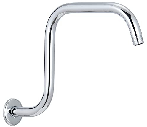 33cm Duschkopf Verlängerungsarm mit Flansch, Voolan S Shaped Duschkopf Riser Rohr, Edelstahl Long Goose Neck Curve Standard 1/2 Anschluss
