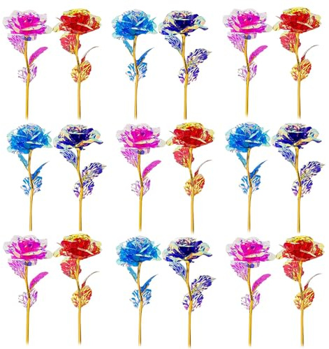 20PCS Small Artificial Colorful Rose Flowers Galaxy Rose Crystal Flower Gifts for Wedding, Mother' s Day Memorable Days Birthday Valentine's Day, Color C