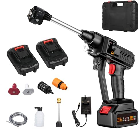 Mulcort Cordless Power Washer 60Bar with 6 in 1 Sprayer 300W High Power Washer Machine with Rechargeable Battery for Car Fence Floor Cleaning Watering