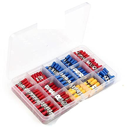 KVIVI Capicorda Elettrici in Rame Stagnato Connettori elettrici Terminali a crimpare isolati Misti Assorted Kit Assorted Kit Anello Forcella Spade con connettore a Testa (Color : 208pcs)
