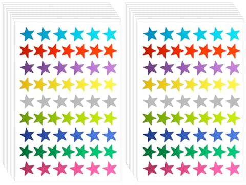 Sticker Sterne,Belohnungssticker,Wiederverwendbare Sticker,Sticker Klein,Sticker Lehrer,Stern Aufkleber Bunt,Belohnungssterne,Scrapbooking Sticker,Belohnungssticker Grundschule,1620 Stück