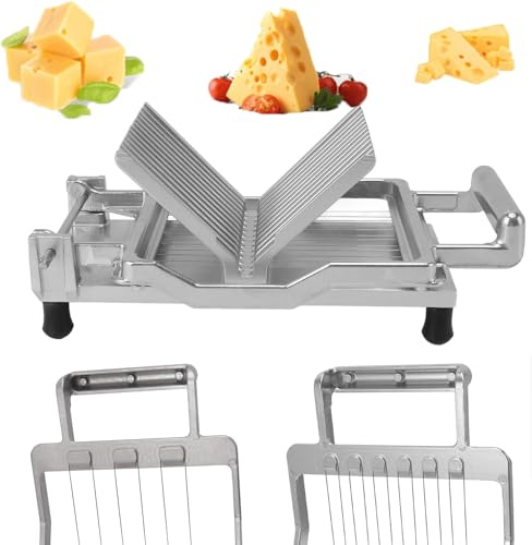 Manual Cheese Slicer, Stainless Steel Cheese Cutter, with Two Sizes Of Cutting Blades, Removable Screw Assembly, for Block Cheese, Butter, Sausage