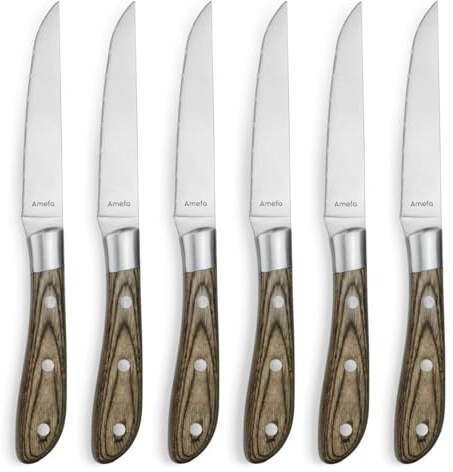Amefa Achille Bois de pakka - 6 couteaux steak