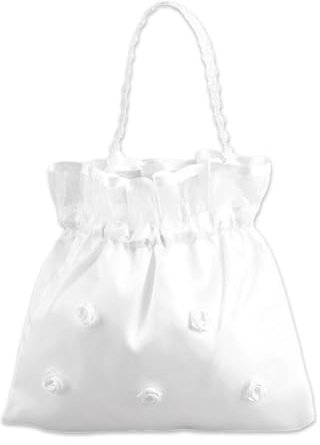 XNIVUIS Brautbeutel Brauttasche aus Satine Satin Brautbeutel Handtasche Hochzeit, Braut Brautjungfer Blumenmädchen Satin Dolly Tasche Handtasche Brauthandtasche Clutchtasche Abendtasche (Weiß)