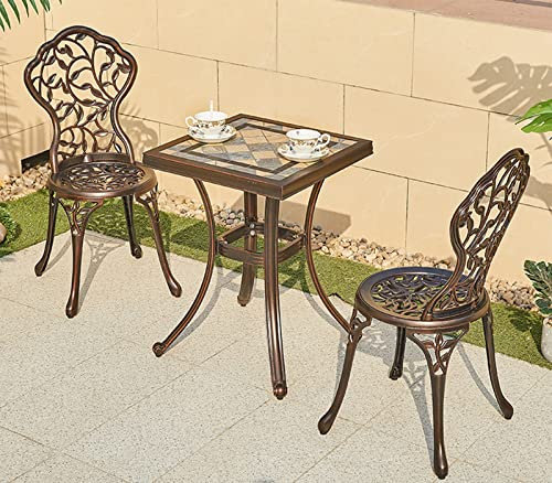 3-teiliges Bistro-Set aus Aluminiumguss, Gartenmöbel, Esstisch, Stühle, antiker Außensitz, Terrassensitzer