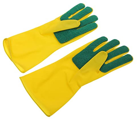 Gogogmee 2paare Latex Geschirrspülhandschuhe Mit Schwammoberfläche Wiederverwendbar Für Haushalt Küche Gartenarbeit Multifunktionale Reinigungshandschuhe
