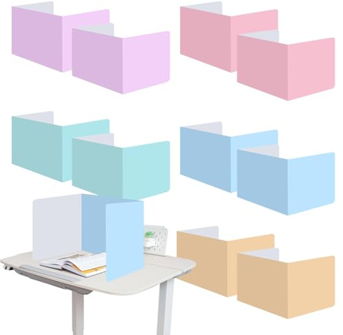 posionks Pack of 10 Desk Divider Privacy Screen School Multi-Purpose Divider Desk U-Shaped Table Divider Learning Office Primary School for Classroom, Office, Library, Multicoloured