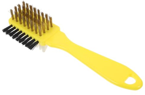 CALLARON Suede Shoe Brush with Yellow Handle Triple-sided Scrubbing Brush for Suede Nubuck Velvet Shoes Cleaning for Delicate Footwear Care