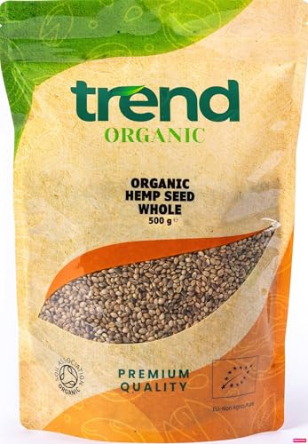Trend Organic Hemp Seeds 500g– A Rich Source of Plant Protein, Fibre, Healthy Fats, and Essential Nutrients – Perfect for Smoothies & Salads – Certified Organic, Vegan, GMO-Free, No Additives, Raw