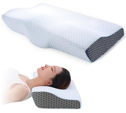 Refein Nackenkissen Kopfkissen, Seitenschläferkissen Ergonomisches Nackenstützkissen Orthopädisches Kissen, Memory Foam Kissen Schlafkissen, Abnehmbarer Bezug (60 X 32 X 11cm)