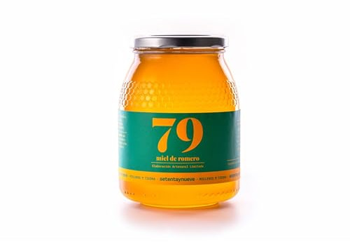 79 Setentaynueve - Miel de Romero 100% Natural | Miel Cruda y sin Pasteurizar | Color Ámbar Claro y Aroma Fresco | Sabor Dulce y Afrutado | Producción Española Artesanal (1000gr)