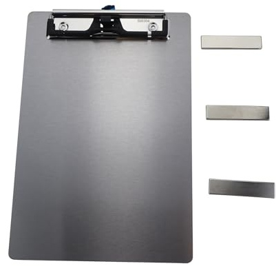 Magnetische Klemmbretter aus Edelstahl, Metallklemmbretter mit flachem 304-Clip, schwarze Tafeln für den Kühlschrank, Kochrezept-Schienen, Nachrichten-Tafeln (A5)