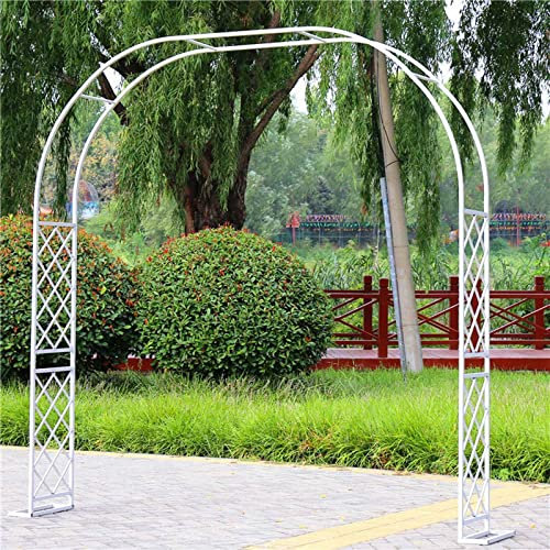 Metall-Spalier für Kletterpflanzen, robuste Laube für den Außenbereich, Blumengarten, Rasen, Hinterhof, Terrasse, Hochzeit, Torbogen, cremefarben (180 x 250 cm)