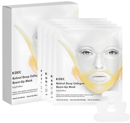 Retinol Collagen Lifting Mask, Deep Collagen Anti-Aging Facial Mask for Glass Glow Skin, Hydrating Overnight Hydrogel Face Mask for lifting, firming, and moisturizing 4 Packs